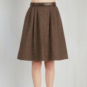 ModCloth brown wool pleated skirt with pockets!